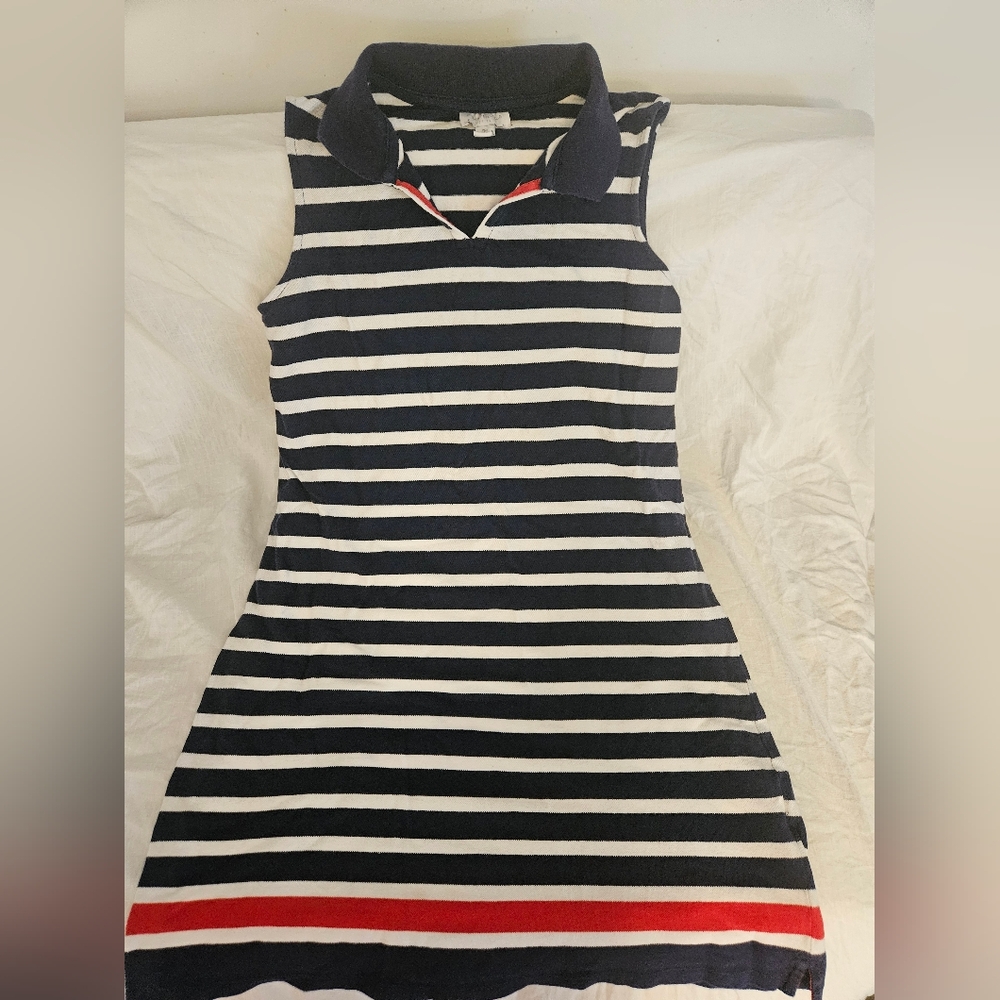 Charter Club Navy and White Striped Mini Dress